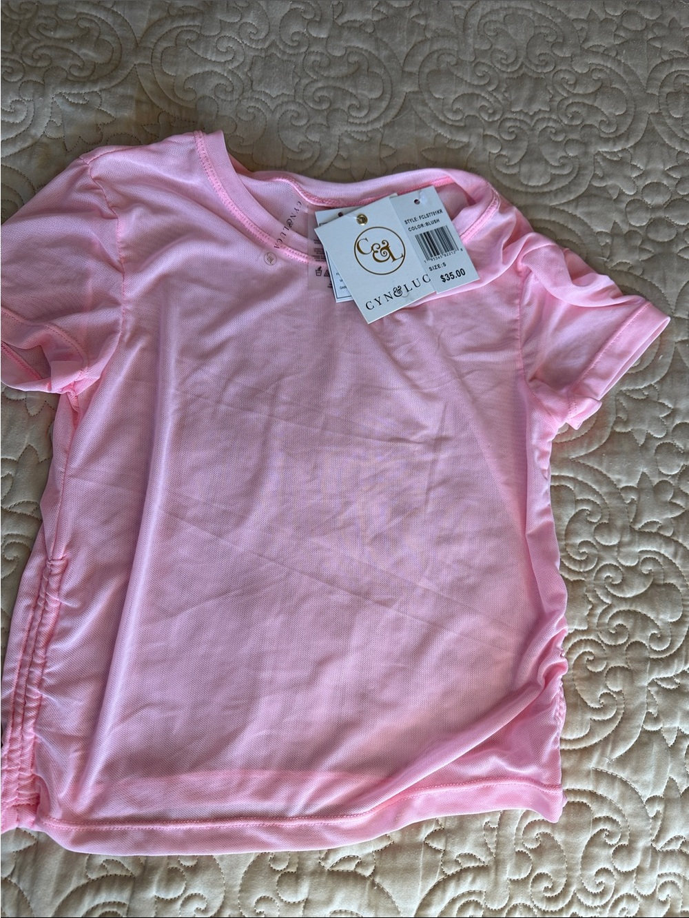 Cyn & Luc Girls' Pink Short Sleeve Crew Tee